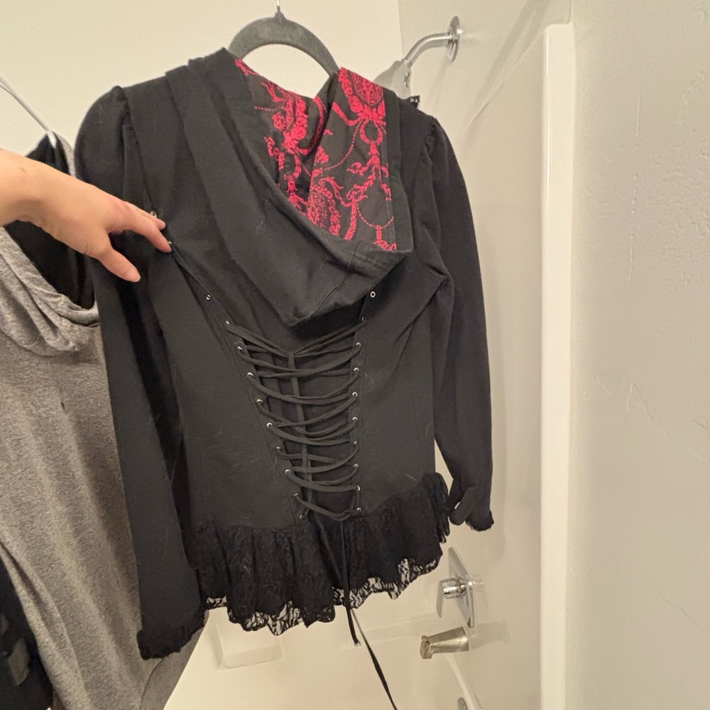 Black Lace-Up Women's Top